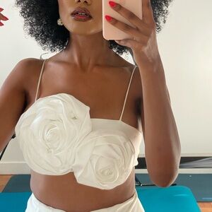 Zara 3d flower strapless top